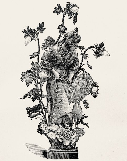 日本妇女雕像与设备的电灯图片下载