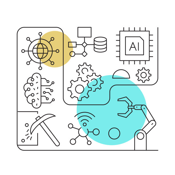 机器学习相关的矢量横幅设计概念，现代线条风格与图标图片下载