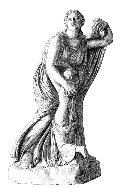 雕像，母亲抱着她的孩子，白色背景图片下载