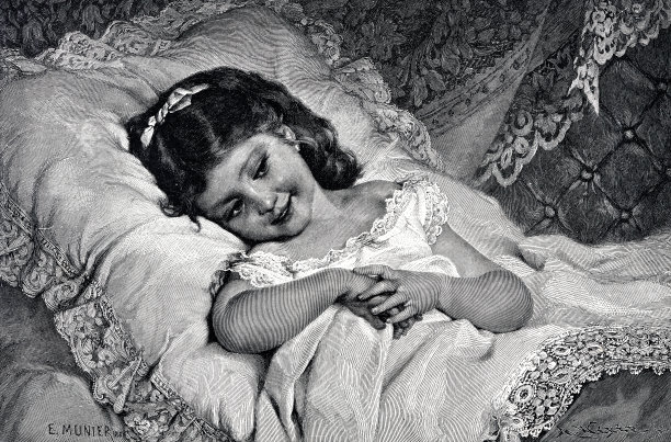 女孩躺在床上，快乐觉醒图片下载