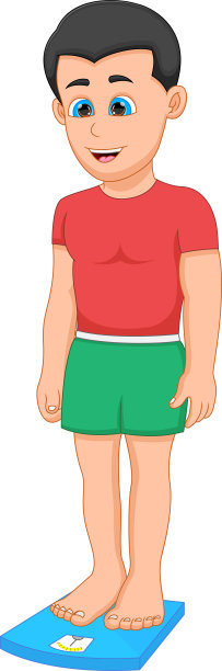 体重秤上的男孩卡通图片下载