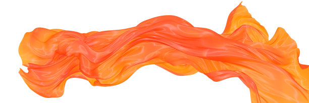 漂亮的流动织物的橙色波浪丝绸或缎面。3 d渲染图像。图片下载