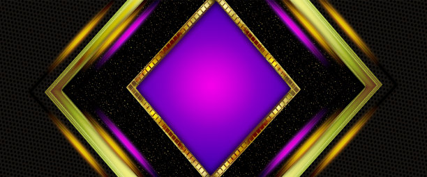 蓝色和粉红色的灯光在黑色的背景与大理石效果，洞-网格和金色装饰线。图片下载