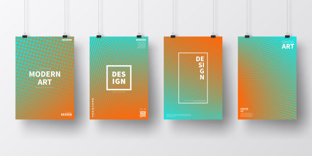 海报与橙色几何设计，孤立在白色背景图片下载