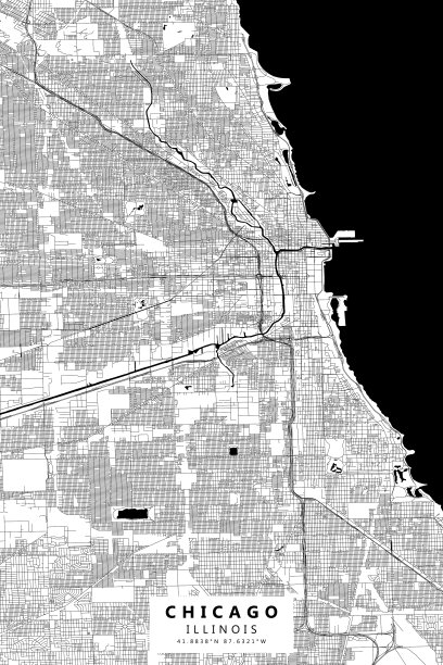 芝加哥伊利诺斯-矢量地图图片下载
