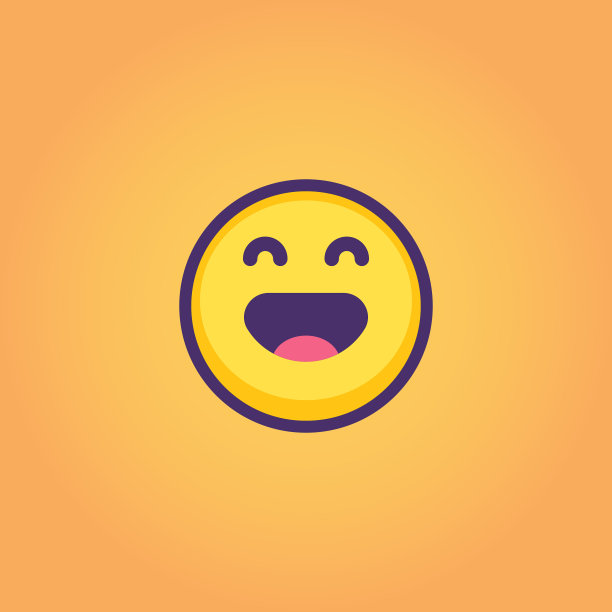 表情符号平面和线条艺术橙色背景图片下载