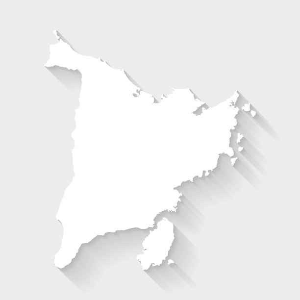 在空白背景上有长阴影的潘乃地图-平面设计图片下载