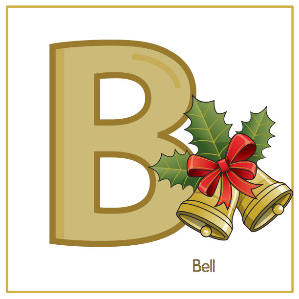 矢量插图钟与字母B大写字母或大写字母为儿童学习实践ABC图片下载