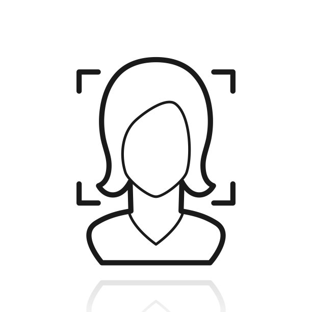 女性面部识别。白色背景上反射的图标图片下载