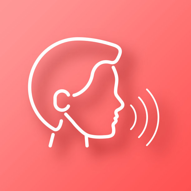 语音识别。图标在红色背景与阴影图片下载