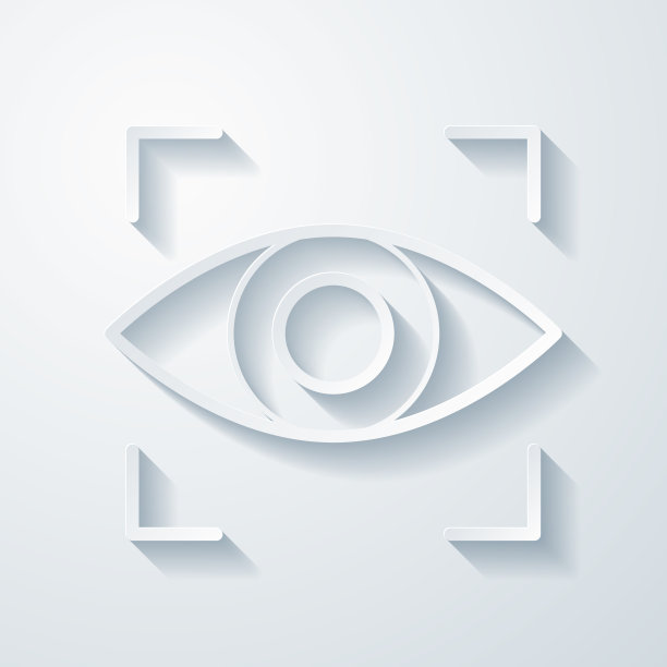 视网膜扫描。空白背景上剪纸效果的图标图片下载