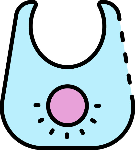 婴儿围嘴图标颜色轮廓图片下载