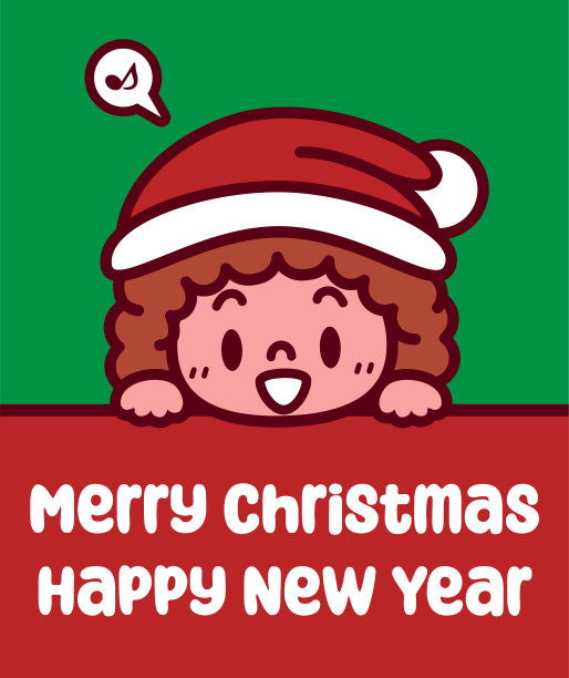 一个可爱的孩子戴着圣诞帽，举着牌子，祝你圣诞快乐，新年快乐图片下载