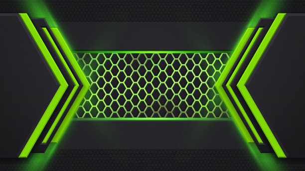 布局设计技术。绿色和黑色对比抽象技术背景。绿色背光。企业设计向量。图片下载