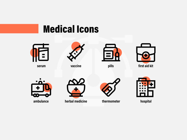 粗体线条和简单的医学图标图片下载