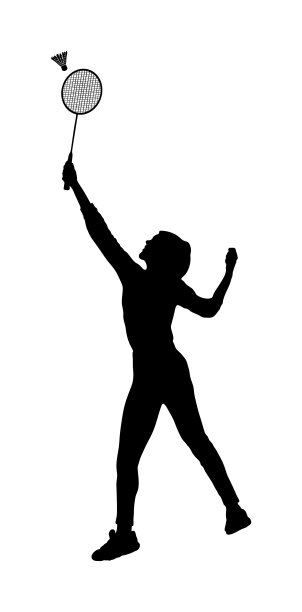 快乐女孩打羽毛球剪影图片下载