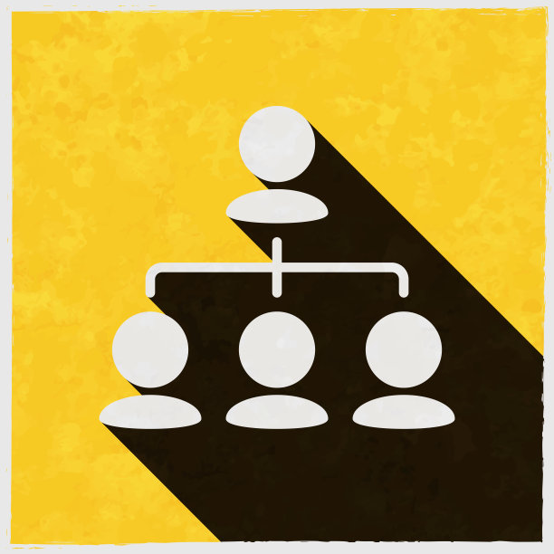 层次结构。图标与长阴影的纹理黄色背景图片下载