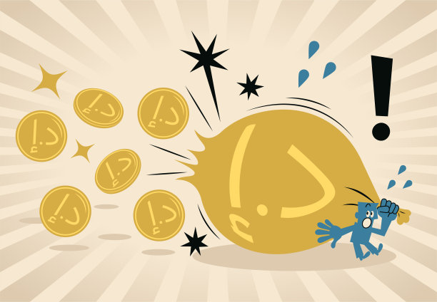 商人因破损的麻袋而损失金钱（阿联酋货币）图片下载