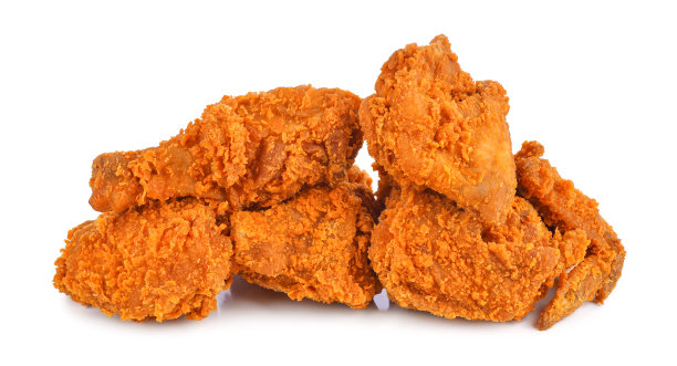 酥脆的炸鸡孤立在白色图片下载