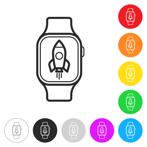 Smartwatch火箭。彩色按钮上的图标图片下载