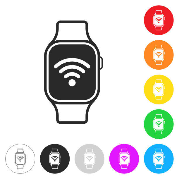 Smartwatch wifi。彩色按钮上的图标图片下载