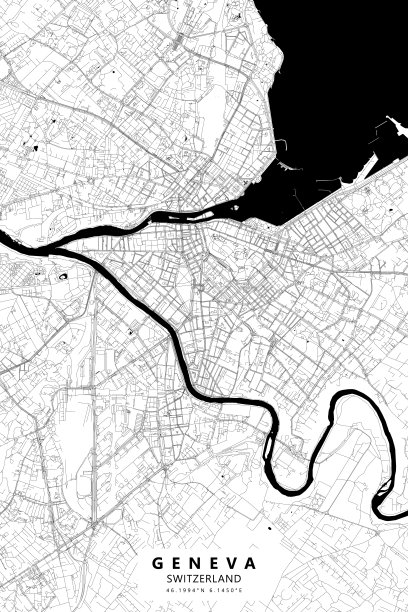 瑞士日内瓦矢量地图图片下载