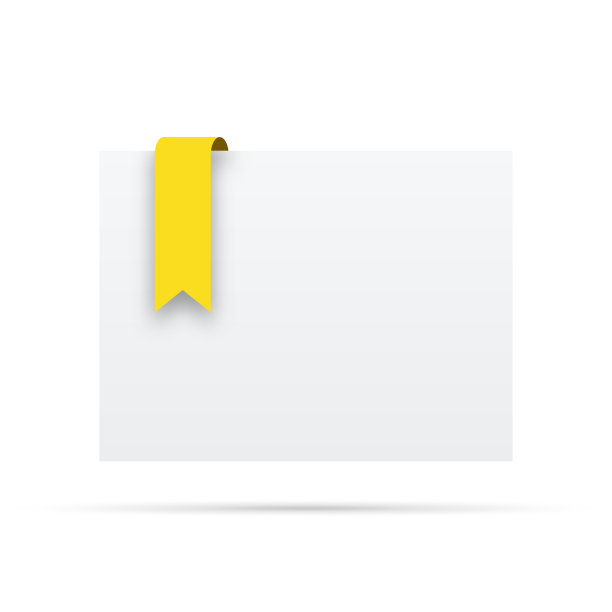 黄色丝带上的空白白色标签-设计元素图片下载