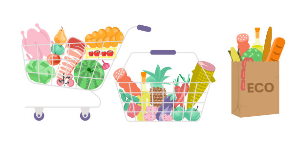 一套购物篮和环保袋图片下载