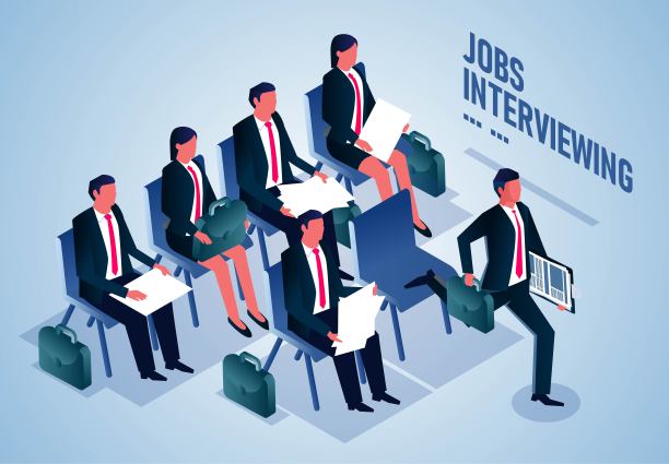 一群等待面试和准备新工作面试的商人，寻找工作或寻找新的就业机会，HR招聘，等待就业的人图片下载