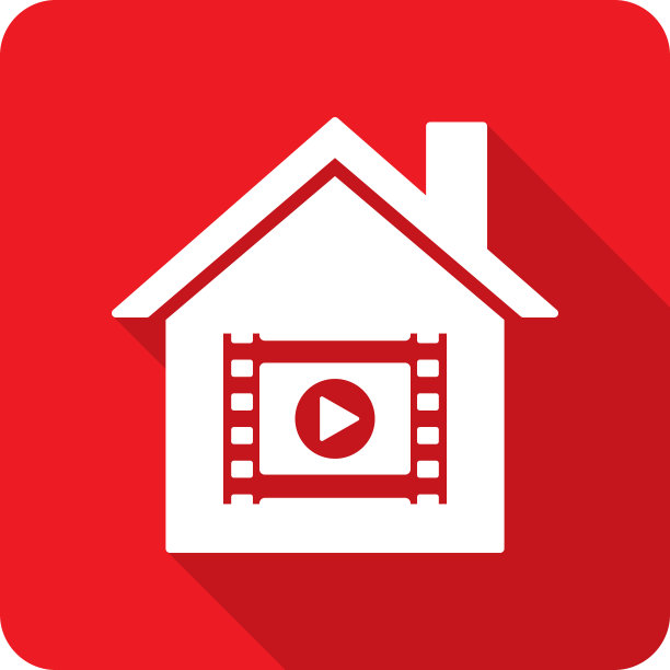 房子电影Strip播放按钮图标剪影图片下载