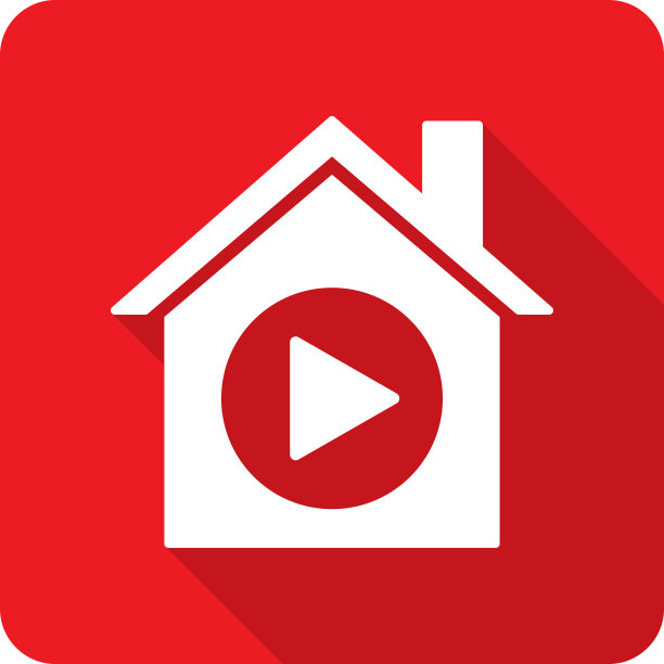 房子播放按钮图标剪影图片下载