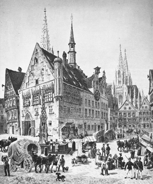 德国乌尔姆市政厅广场图片下载