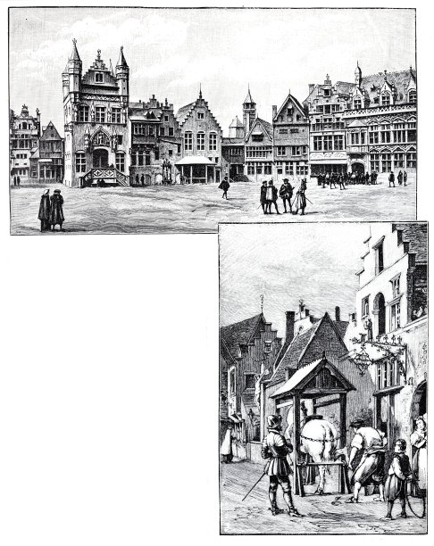 老安特卫普:市场广场和蹄铁匠图片下载