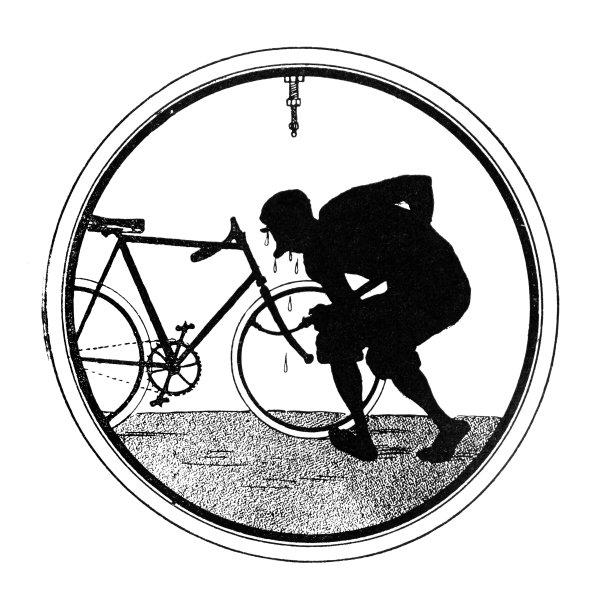 男子在乡村公路上修理自行车，新艺术，1896年图片下载