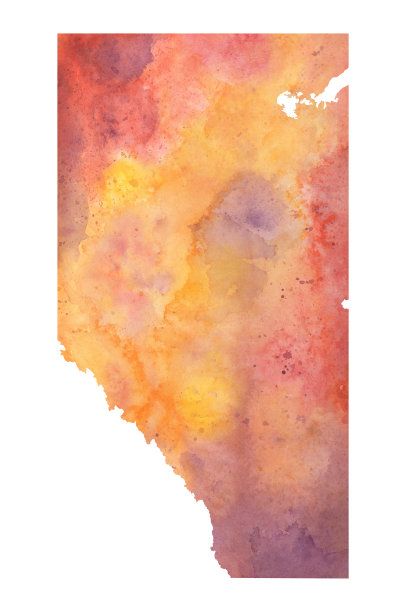 阿尔伯塔水彩光栅地图插图在秋天的颜色图片下载