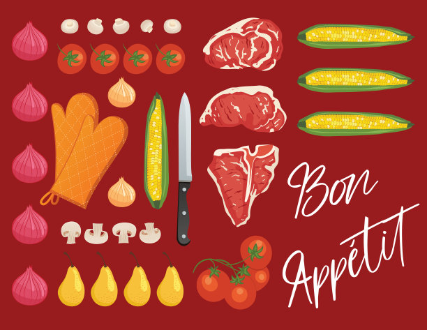 烹饪和食品平铺或丘概念图片下载