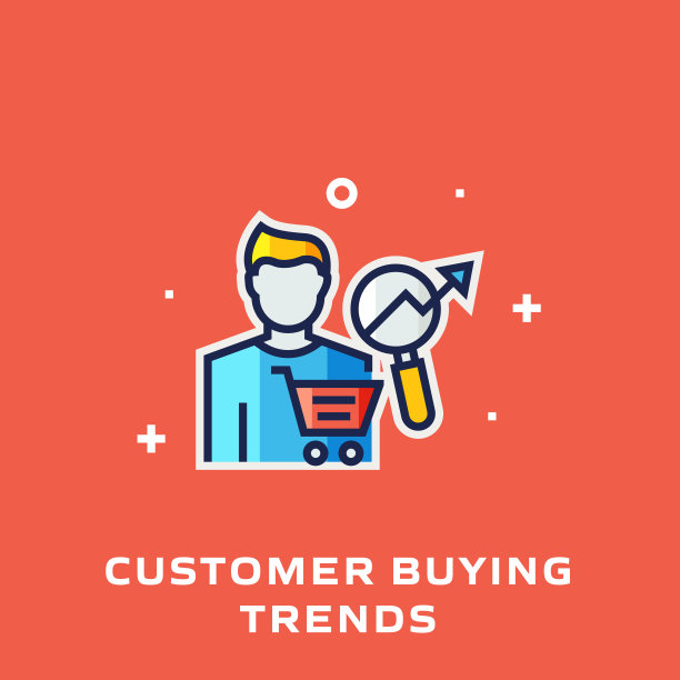 客户购买趋势平线图标，轮廓矢量符号插图。图片下载