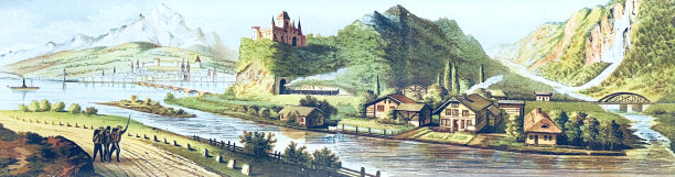 景观、河流、山脉和建筑图片下载