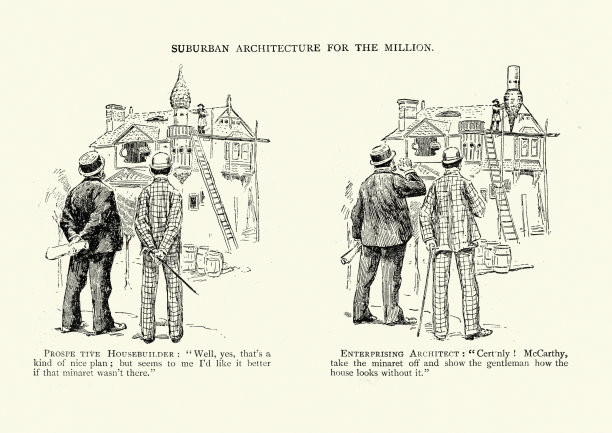 百万郊区建筑，维多利亚式的幽默和笑话图片下载