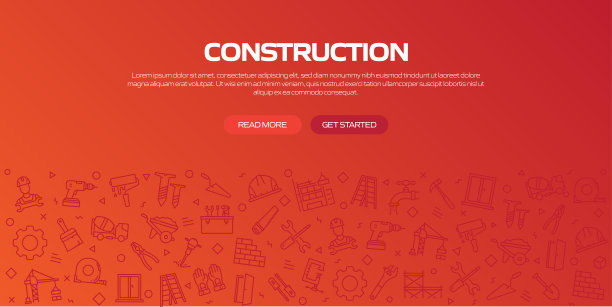 建设网页横幅与线性图标，潮流线性风格向量图片下载