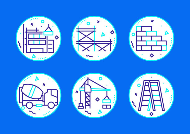 建筑行业相关线条图标矢量符号插图图片下载