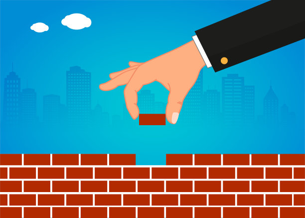 砖墙施工。图片下载