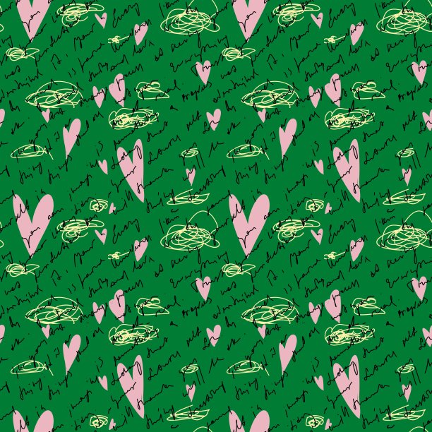 涂鸦心手写霓虹绿色图案图片下载