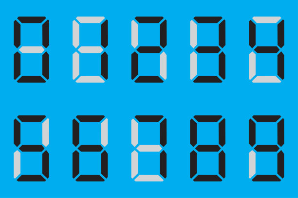 数字在蓝色背景下观看。图形显示字母。闹钟图标。矢量插图。股票的形象。图片下载