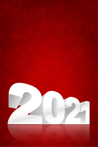 明亮的红色和白色光泽的背景与数字文本2021写在三维或3D白色字体在光滑的地板表面图片下载