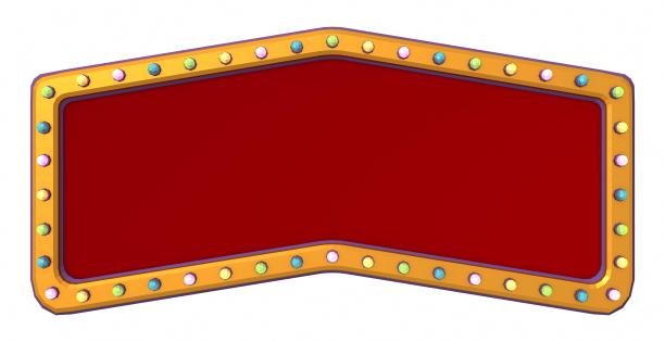 复古广告标志金色边框与彩色灯光在白色背景。三维渲染图片下载