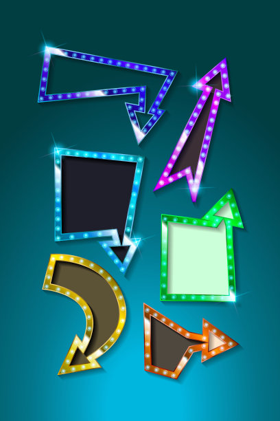 霓虹灯晚上箭头图片下载