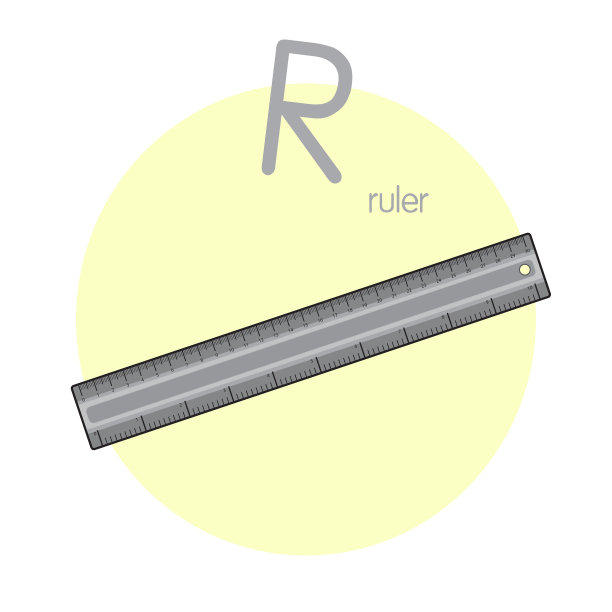 矢量插图标尺与字母R大写字母或大写字母的儿童学习练习ABC图片下载