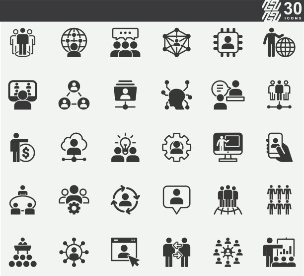 商业，人类网络剪影图标图片下载