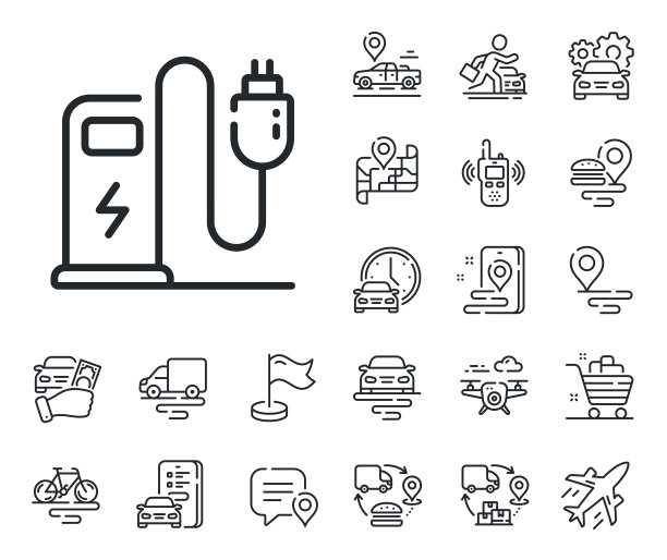 充电站线路图标汽车充电插头标志图片下载